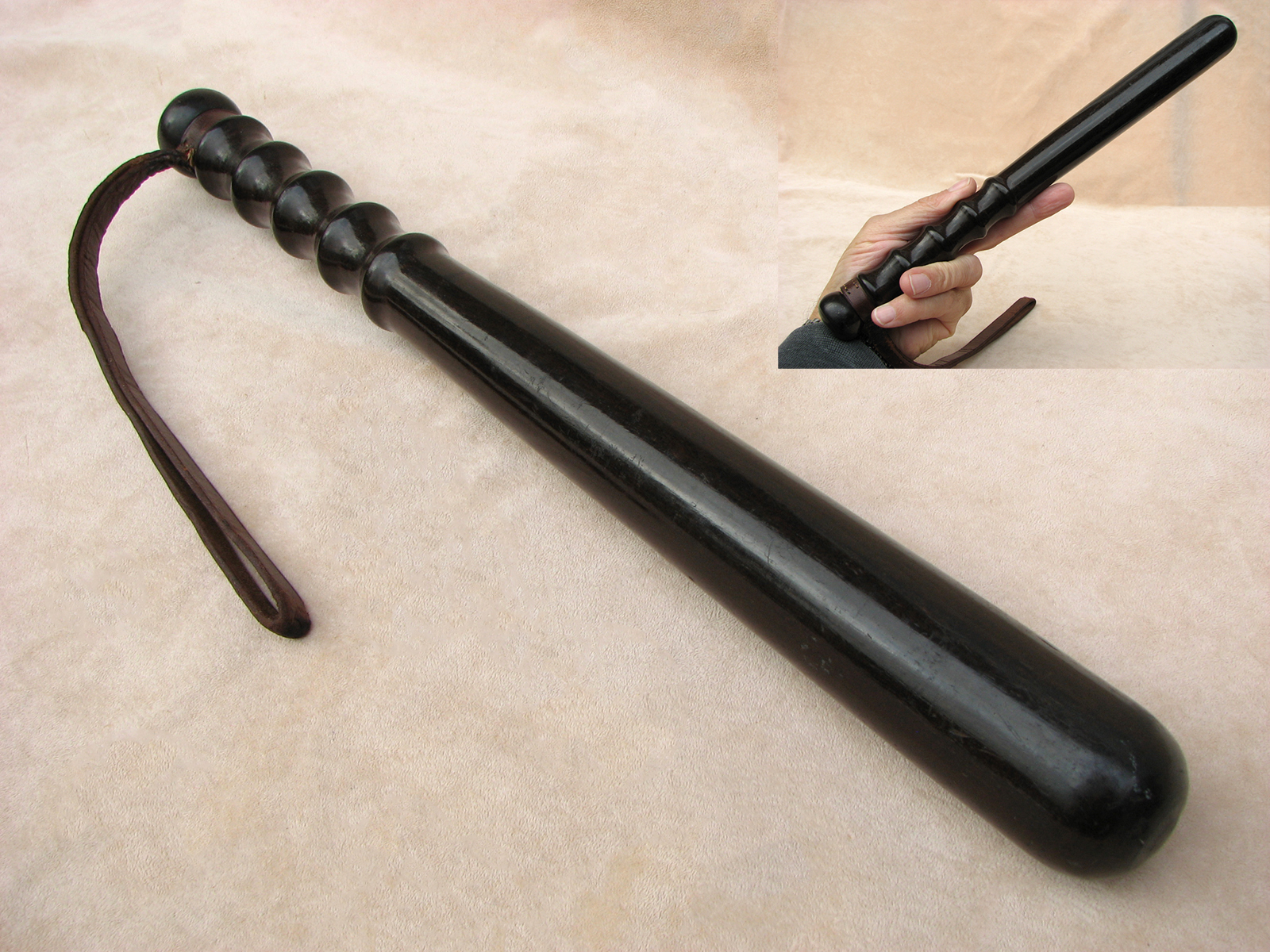 Early 20th century hardwood truncheon signed Hiatt & Co Ltd Birmingham